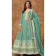 Sky Blue Dola Silk Embroidery Work Wedding Wear Gown - 11828203480