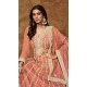 Peach Dola Silk Embroidery Work Wedding Wear Gown - 11828203481