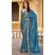 Chiffon Resham Work Party Wear Saree In Turquoise - 11834203503