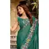 Chiffon Resham Work Party Wear Plus Size Saree In Green - 11834203504