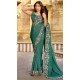 Chiffon Resham Work Party Wear Saree In Green - 11834203504