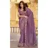 Chiffon Resham Work Party Wear Plus Size Saree In Lavender - 11834203506