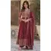 Georgette Embroidered Party Wear Anarkali Plus Size Suit In Mauve - 11841203536