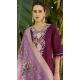 Viscose Rayon Embroidered Party Wear Salwar Suit In Wine - 11847203558