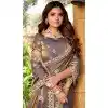 Fendi Chiffon Embroidered Party Wear Plus Size Saree In Purple - 11831203492