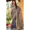 Fendi Chiffon Embroidered Party Wear Plus Size Saree In Purple - 11831203492