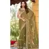 Fendi Chiffon Embroidered Party Wear Plus Size Saree In Mehendi Green - 11831203493