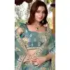 Fendi Chiffon Embroidered Party Wear Plus Size Saree In Sky Blue - 11831203494