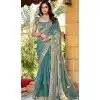 Fendi Chiffon Embroidered Party Wear Plus Size Saree In Sky Blue - 11831203494