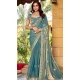 Fendi Chiffon Embroidered Party Wear Saree In Sky Blue - 11831203494