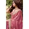 Fendi Chiffon Embroidered Party Wear Plus Size Saree In Pink - 11831203495