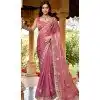 Fendi Chiffon Embroidered Party Wear Plus Size Saree In Pink - 11831203495