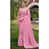 Pink Silk Sequins Work Party Wear Plus Size Saree - 11833203499