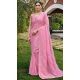 Pink Silk Sequins Work Party Wear Saree - 11833203499