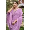Lavender Silk Sequins Work Party Wear Plus Size Saree - 11833203500