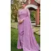 Lavender Silk Sequins Work Party Wear Plus Size Saree - 11833203500