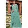 Mint Green Silk Sequins Work Party Wear Plus Size Saree - 11833203501