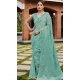 Mint Green Silk Sequins Work Party Wear Saree - 11833203501
