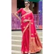 Rani Pink Satin Zari Weaving Work Party Wear Saree - 11894203809