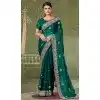 Chiffon Resham Work Party Wear Plus Size Saree In Green - 11921203942