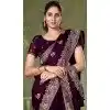 Chiffon Resham Work Party Wear Plus Size Saree In Wine - 11921203943