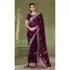 Chiffon Resham Work Party Wear Plus Size Saree In Wine - 11921203943