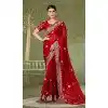 Chiffon Resham Work Party Wear Plus Size Saree In Red - 11921203944