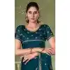 Chiffon Resham Work Party Wear Plus Size Saree In Teal Blue - 11921203945