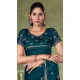 Chiffon Resham Work Party Wear Saree In Teal Blue - 11921203945