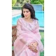 Pink Organza Hand Work Party Wear Saree - 11926203963