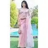 Pink Organza Hand Work Party Wear Plus Size Saree - 11926203963