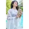 White Organza Hand Work Party Wear Plus Size Saree - 11926203964