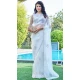 White Organza Hand Work Party Wear Saree - 11926203964