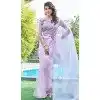 Lavender Organza Hand Work Party Wear Plus Size Saree - 11926203965