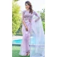Lavender Organza Hand Work Party Wear Saree - 11926203965