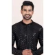 Viscose Rayon Sequins Work Men Kurta Pajama In Black - 11951204124