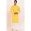 Viscose Rayon Sequins Work Men Plus Size Kurta Pajama In Yellow - 11951204125