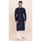 Viscose Rayon Sequins Work Men Kurta Pajama In Navy Blue - 11951204126