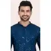 Viscose Rayon Sequins Work Men Plus Size Kurta Pajama In Blue - 11951204128