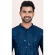 Viscose Rayon Sequins Work Men Kurta Pajama In Blue - 11951204128