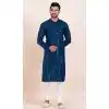Viscose Rayon Sequins Work Men Plus Size Kurta Pajama In Blue - 11951204128