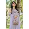 Lavender Super Coat Embroidered Party Wear Plus Size Saree - 11927203968