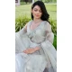 White Super Coat Embroidered Party Wear Saree - 11927203969