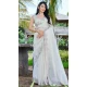 White Super Coat Embroidered Party Wear Saree - 11927203969