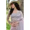 Light Lavender Super Coat Embroidered Party Wear Plus Size Saree - 11927203971
