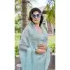 Sky Blue Super Coat Embroidered Party Wear Plus Size Saree - 11927203972