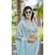 Sky Blue Super Coat Embroidered Party Wear Saree - 11927203972