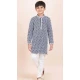 Navy Blue Rayon Jacquard Work Party Wear Kid Kurta Pajama - 11953204135