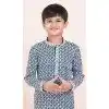 Blue Rayon Jacquard Work Party Wear Kid Kurta Pajama - 11953204136