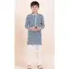 Blue Rayon Jacquard Work Party Wear Kid Kurta Pajama - 11953204136